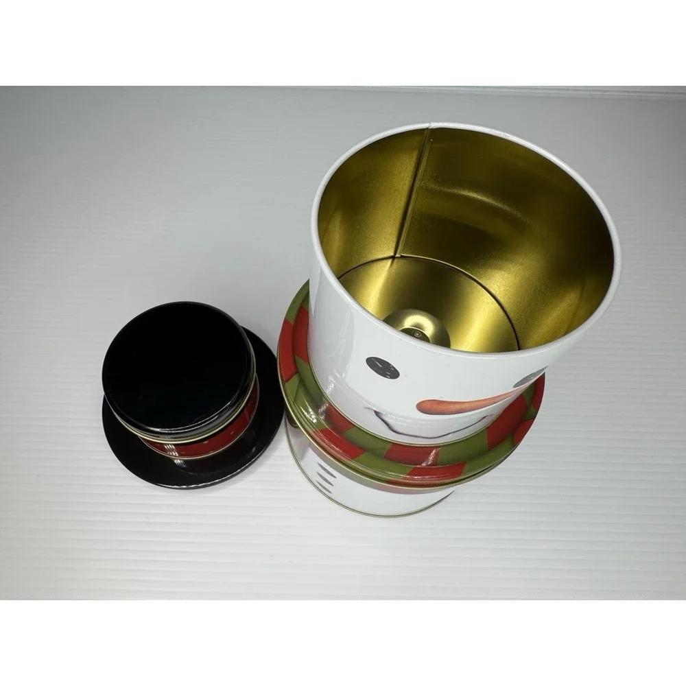 Seasonal Packaging Snowman Tiered Tin Container Christmas Holiday Decoration NWT
